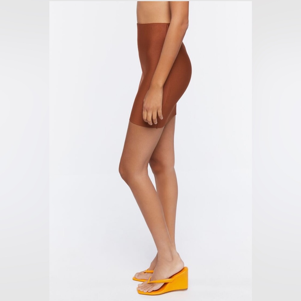 Forever 21 Brown Bodycon Bandage Mini Skirt Size L - Picture 3 of 8